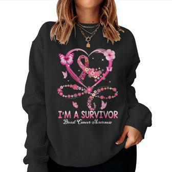 I'm A Survivor Breast Cancer Awareness Pink Ribbon Flower Women Sweatshirt - Monsterry UK