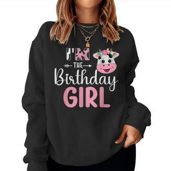 Im The Birthday Girl Farm Cow 1 St Birthday Girl Women Crewneck Graphic Sweatshirt - Monsterry AU