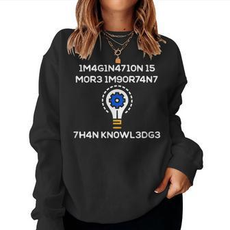 Imagination Is More Important Than Knowledge Numerical Code Women Crewneck Graphic Sweatshirt - Thegiftio UK
