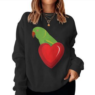 Indian Ringneck Alexandrine Parrot Parakeet Heart Pocket Women Sweatshirt | Mazezy