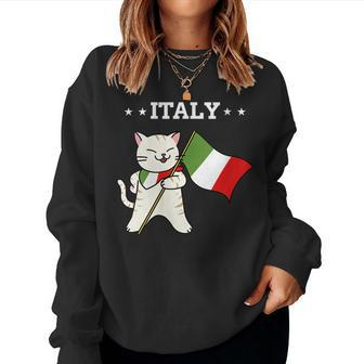 Italian Flag & Cat Italy Women Sweatshirt | Mazezy