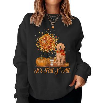 It's Fall Y'all Golden Retrievers Dog Halloween Thanksgiving Dog Halloween Women Sweatshirt | Mazezy