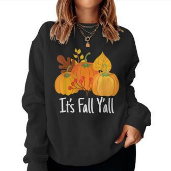 Its Fall Yall Lazy Halloween Costume Thanksgiving Pumpkin Halloween Costume Women Sweatshirt | Mazezy
