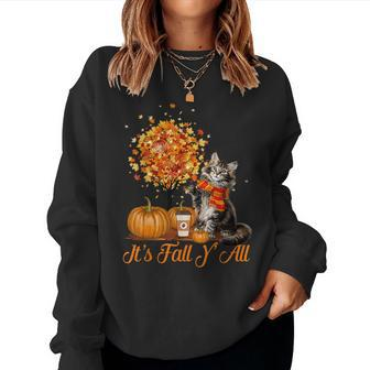 It's Fall Y'all Maine Coon Cat Halloween Thanksgiving Halloween Women Sweatshirt | Mazezy