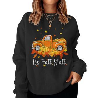 It's Fall Y'all Pumpkin Truck Autumn Tree Hello Fall Women Sweatshirt - Seseable