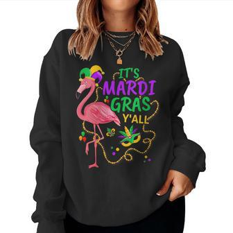 Its Mardi Gras Yall Jester Flamingo Fat Tuesday Parades Women Sweatshirt | Mazezy