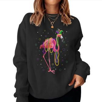 Jester Flamingo & Beads Mardi Gras Fat Tuesday Parade Girls Women Sweatshirt | Mazezy