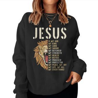 Jesus Is My God Lion Of Judah Christian Religious Faith Women Sweatshirt | Mazezy