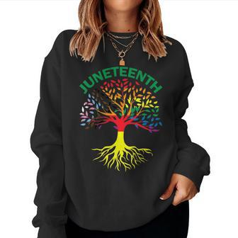Junenth 1865 Rainbow Tree Root Gay Pride Month Lgbtq Ally Women Sweatshirt | Mazezy