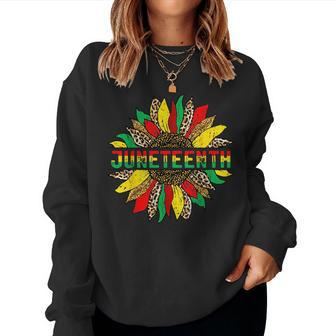 Junenth Black Fist Flower Junenth Celebrate 1865 Women Sweatshirt | Mazezy