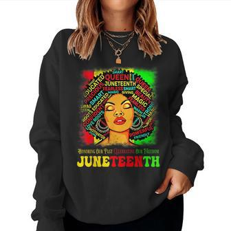 Junenth Black Queen Freedom Day African American Women Crewneck Graphic Sweatshirt - Seseable