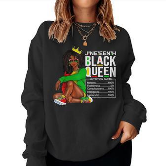 Junenth Black Queen Nutritional Facts 4Th Of July Women Crewneck Graphic Sweatshirt - Seseable