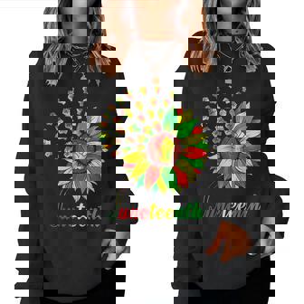Junenth Fist Sunflower African American Black Pride Women Sweatshirt | Mazezy