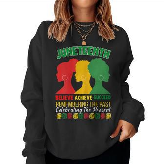 Junenth Is My Independence Day Believe Achieve Succeed Women Crewneck Graphic Sweatshirt - Seseable