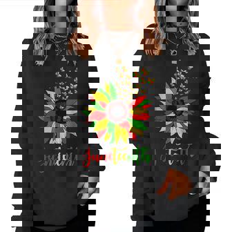 Junenth Sunflower Butterflies Afro American Freedom Day Women Sweatshirt | Mazezy