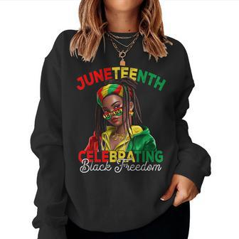 Junenth Women Celebrating Black Freedom 1865 African Girl Women Crewneck Graphic Sweatshirt - Seseable