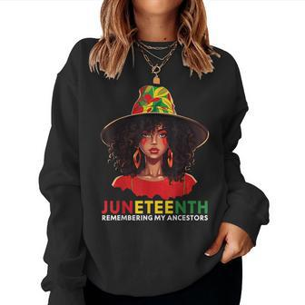 Junenth Women Locd Hair Remembering My Ancestors Women Crewneck Graphic Sweatshirt - Seseable
