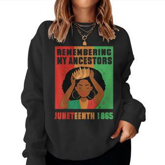 Junenth Women Locd Hair Remembering My Ancestors Women Crewneck Graphic Sweatshirt - Seseable