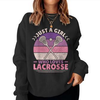 Just A Girl Who Loves Lacrosse Player Lax Lovers Lacrosse Women Crewneck Graphic Sweatshirt - Monsterry CA
