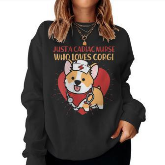 Just A Cadiac Nurse Who Loves Corgi Dog Mom Dad Women Sweatshirt | Mazezy