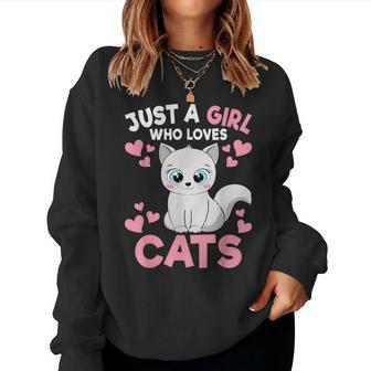 Just A Girl Who Loves Cats Cute Cat Lover Girls Toddlers Women Sweatshirt - Thegiftio UK