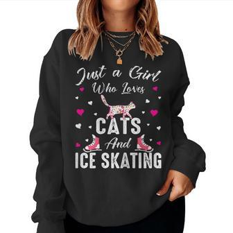 Just A Girl Who Loves Cats And Ice Skating Skate Girl Women Sweatshirt | Mazezy