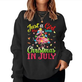 Just A Girl Who Loves Christmas In July Flamingo Flamingo Sweatshirt | Mazezy