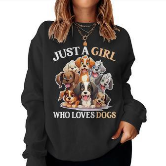 Just A Girl Who Loves Dogs Girls Dog Women Sweatshirt - Seseable