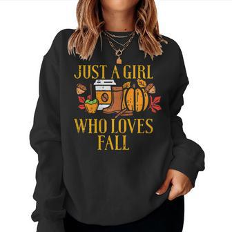 Just A Girl Who Loves Fall Pumpkin Spice Leaves Autumn Women Pumpkin Women Sweatshirt | Mazezy