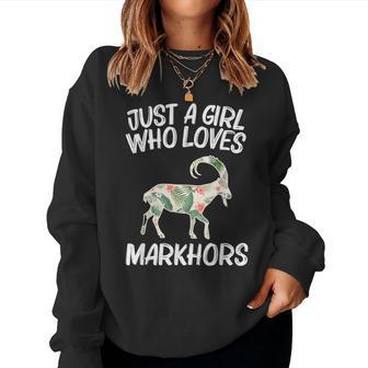 Just A Girl Who Loves Markhors For Goat Kid Ibex Women Sweatshirt | Mazezy