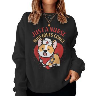 Just A Nurse Who Loves Corgi Dog Mom Dad Corgis Lover Sweatshirt | Mazezy