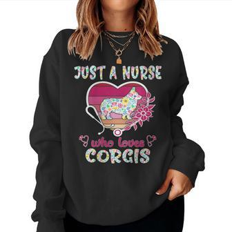 Just A Nurse Who Loves Corgis - Welsh Corgi Dog Lovers Woman Women Sweatshirt | Mazezy
