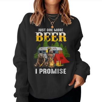 Just One More Beer I Promise Funny Bear Camping Women Crewneck Graphic Sweatshirt - Thegiftio UK
