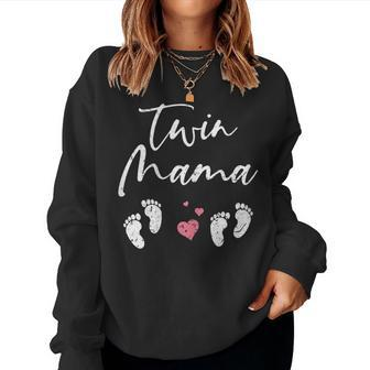 Ki Cute Twin Mama Pregnancy Annoucement Costume Twin Mom Women Sweatshirt | Mazezy