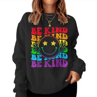 Be Kind Lgbt Pride Month Gay Right Smile Happy Face Women Sweatshirt | Mazezy DE