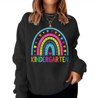 Kindergarten Rainbow Girls Boys Teacher First Day Of School Women Sweatshirt | Mazezy