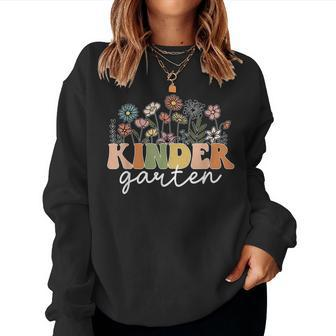 Kindergarten Teacher Wildflower Back To School Floral Outfit Women Sweatshirt | Mazezy AU