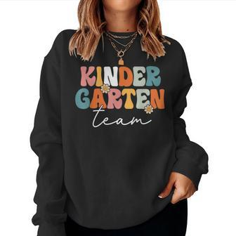 Kindergarten Team Retro Groovy Vintage Back To School Kinder Women Sweatshirt - Thegiftio UK