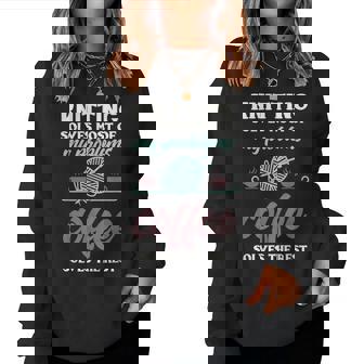 Knitting Joke Coffee Lover Saying Knitting Lover Women Crewneck Graphic Sweatshirt - Thegiftio