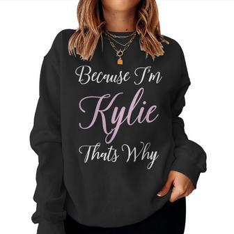 Kylie Name Personalized Cute Pink Girl Custom Black Women Sweatshirt | Mazezy
