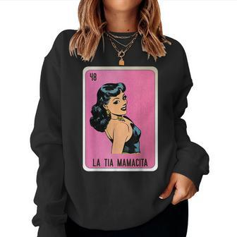 La Tia Mamacita Mexican Slang Chicano Bingo Cards Women Crewneck Graphic Sweatshirt - Monsterry AU