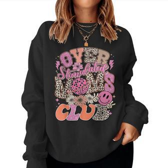 Leopard Over Stimulated Moms Club Anxious Moms Club Quote Women Sweatshirt | Mazezy UK