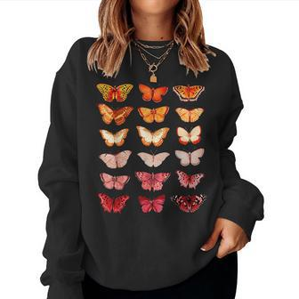 Lesbian Flag Color Butterfly Subtle Sapphic Pride Aesthetic Women Sweatshirt | Mazezy