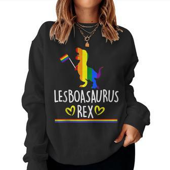 Lesboasaurus Rex Lesbian Dinosaur Pride Lgbt Rainbow Women Sweatshirt | Mazezy CA