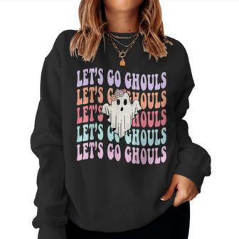 Let's Go Ghouls Retro Fall Halloween Ghost Cute Women Girl Halloween Ghost Women Sweatshirt | Mazezy