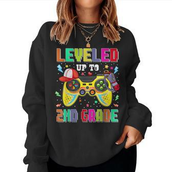 Leveled Up To 2Nd Grade Gamer First Day Boys Back To School Women Crewneck Graphic Sweatshirt - Seseable