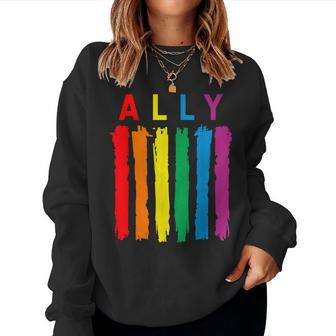 Lgbt Ally Pride Rainbow Proud Ally Women Crewneck Graphic Sweatshirt - Seseable