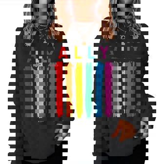 Lgbt Ally Pride Rainbow Proud Ally Women Crewneck Graphic Sweatshirt | Seseable CA