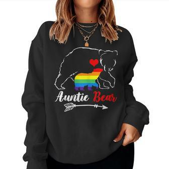 Lgbt Auntie Bear Aunt Gay Pride Proud Mom Women Sweatshirt | Mazezy