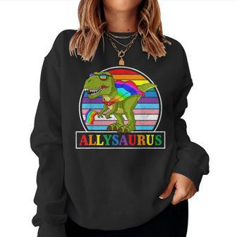Lgbt Dinosaur T Rex Gay Pride Dino Allysaurus Rainbow Women Sweatshirt | Mazezy UK
